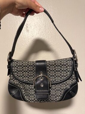 SOLD Coach Vintage Soho Black Logo-Pattern Shoulder Bag